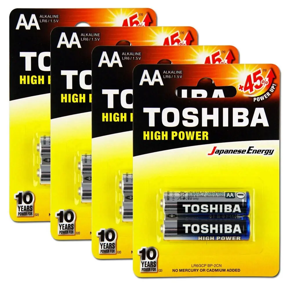 8pc Toshiba Alkaline AA Battery 1.5V Leakage Resistant No Mercury & Cadmium - Electronics