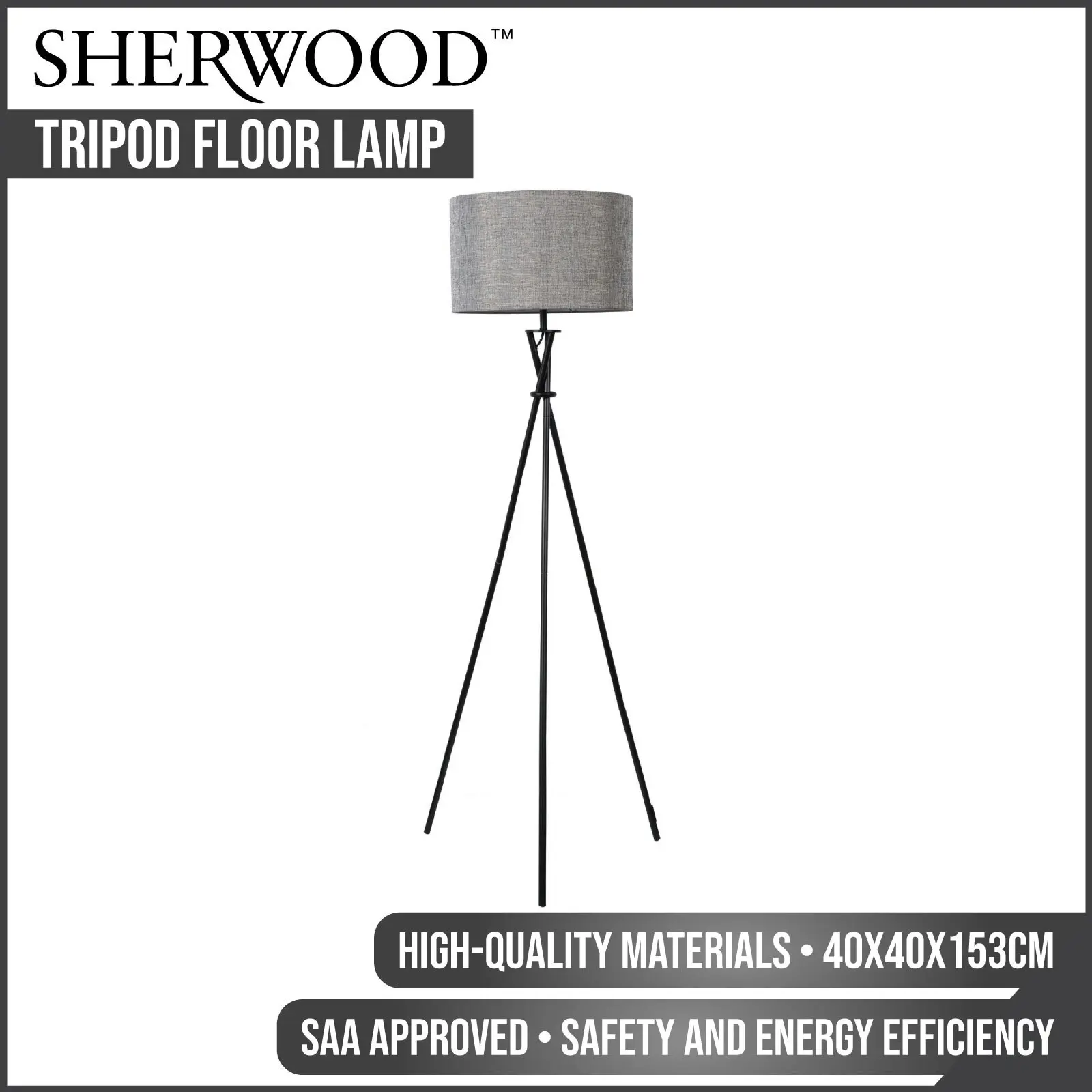Sherwood Lighting Tripod Floor Lamp Grey - Home & Garden