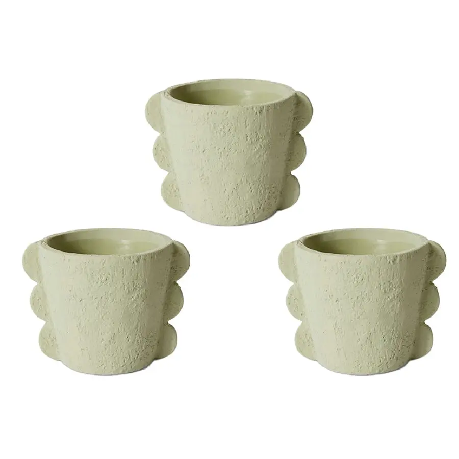3x E Style Sutton 18cm Cement Plant Pot Flower Planter Holder Home Decor GRN - Home & Garden