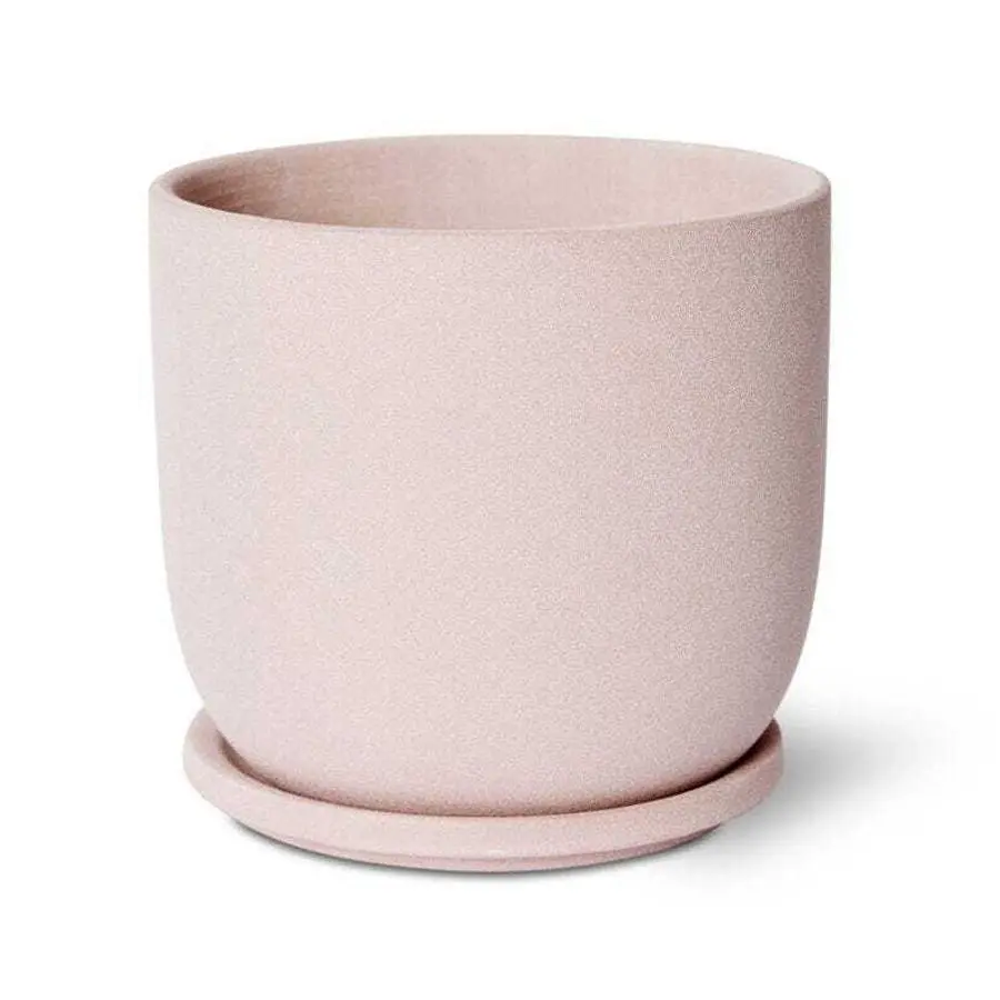 E Style Allegra 19cm Ceramic Plant Pot w/ Saucer Home Decor Planter Pink - Home & Garden
