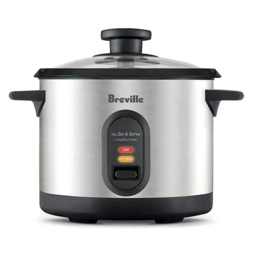 Breville BRC310BSS 500W Set & Serve 7 Cups Rice Cooker/Steamer Stainless Steel - Home & Garden