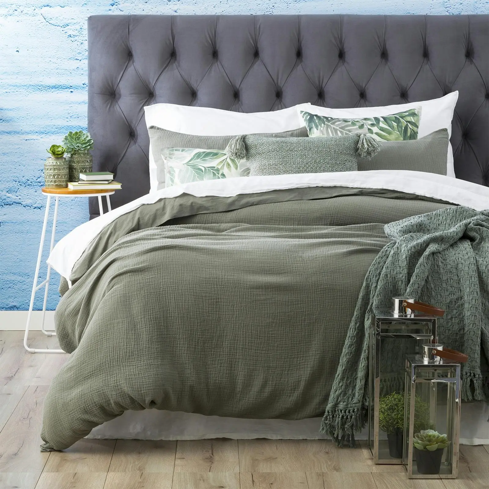 Medallion 65cm Pillowcase Soft Cover Cotton Vintage Washed Tufted European Fern - Home & Garden