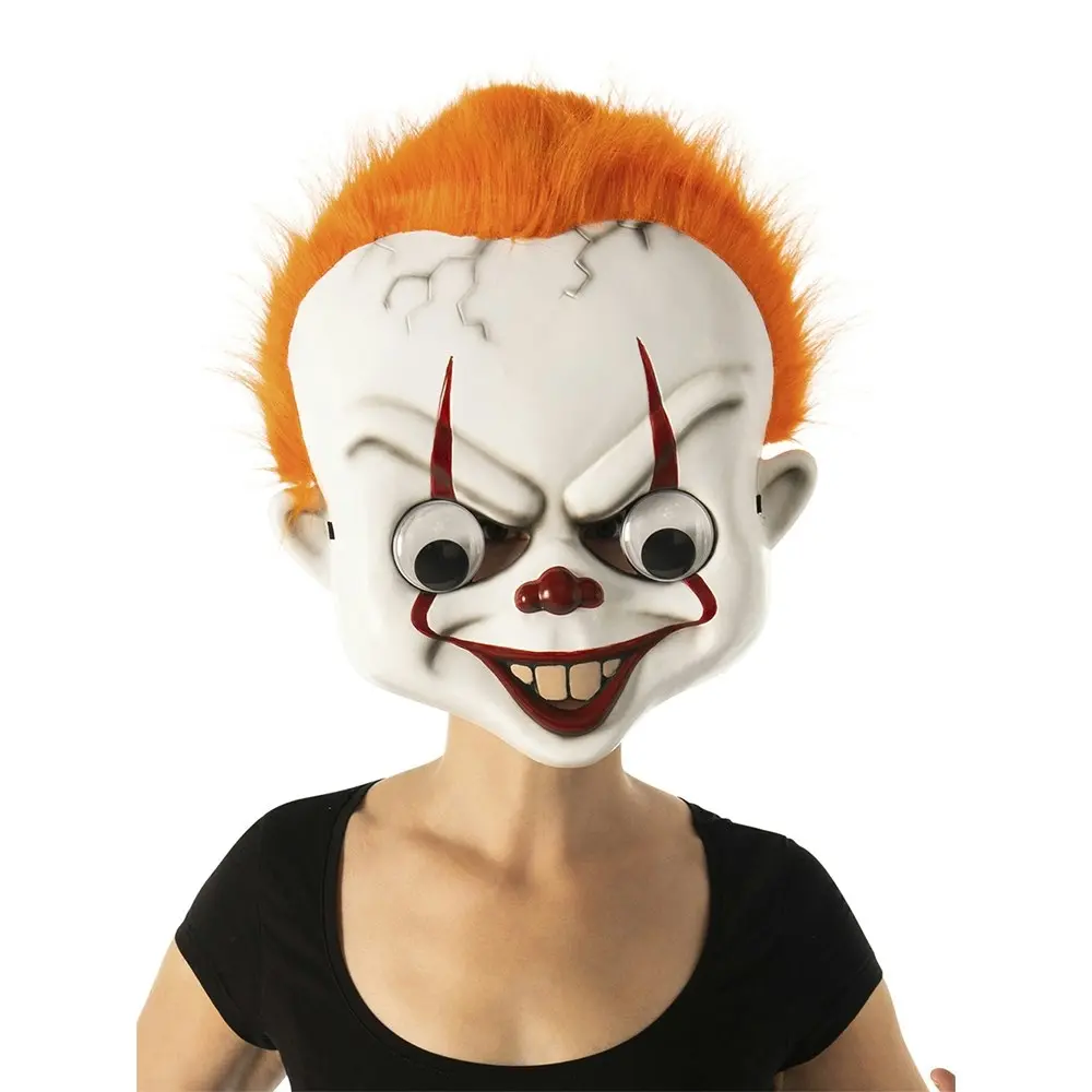 Stephen King It Pennywise Horror Clown Googly Eyes Mask Halloween Mens Costume - Fashion