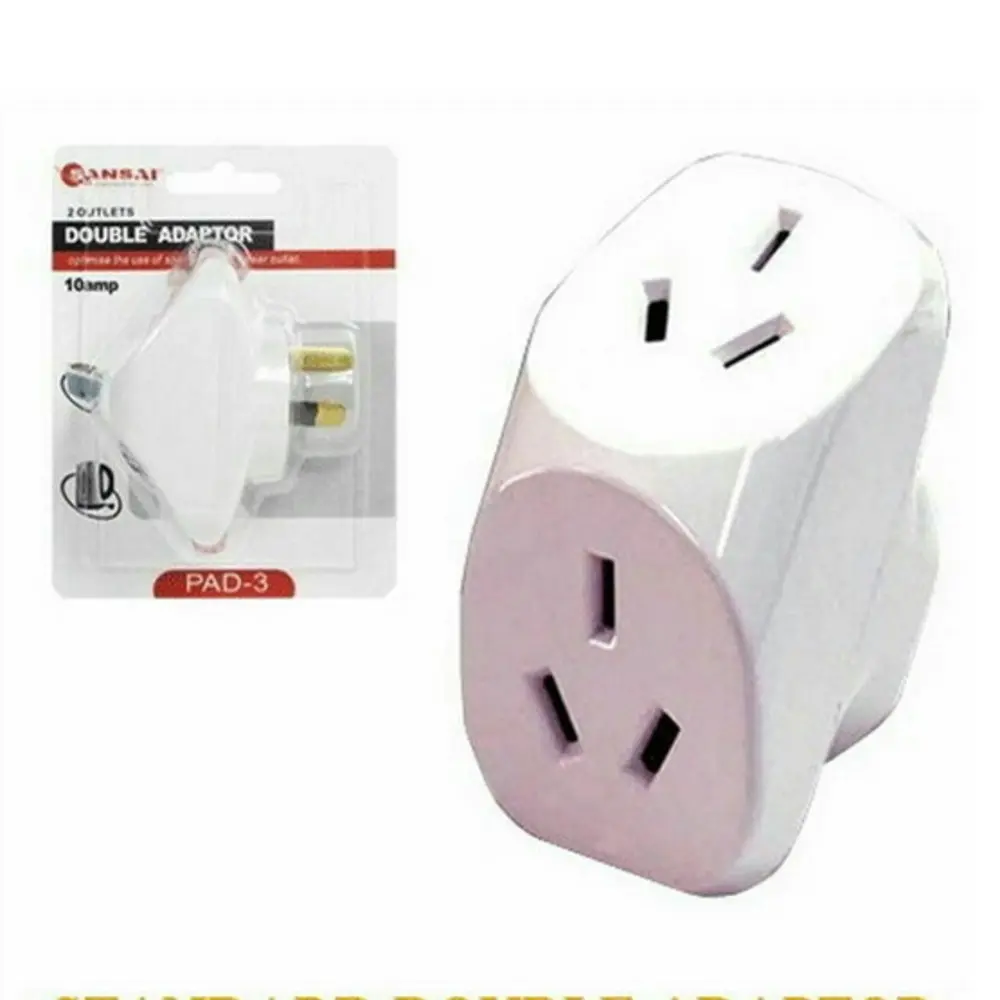 Sansai 10 Amp Double Adaptor Home Adapter Plug/Socket Outlet Angled Splitter WH - Hardware