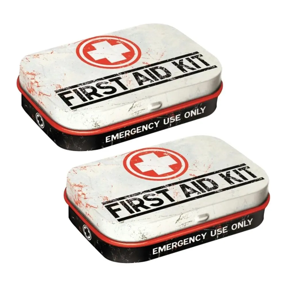 2x Nostalgic Art Mint Box 6cm Metal Tin First Aid Kit Fresh Breath Candy Mints - Groceries