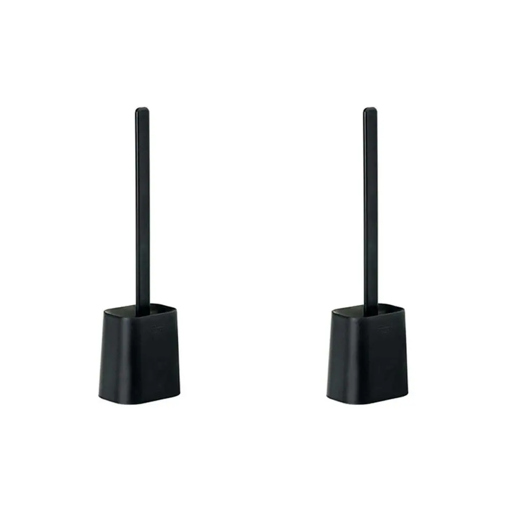 2x Vigar Essential Rubber Eco Toilet Brush w/ Holder Bathroom Cleaner Set Black - Home & Garden