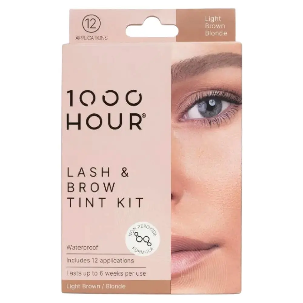 1000 Hour Eyelash and Brow Non Peroxide Dye Kit Natural Light Brown 1 Pack - Beauty