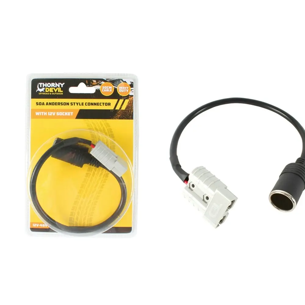 Thorny Devil 30cm/50A 16Awg Anderson Style Connector to Twin 12V Power Sockets - Automotive