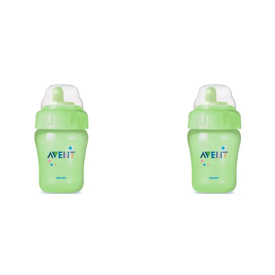 2x Philips Avent Magic Sippy Cup Tumbler Toddler 260ml Green/Purple Asst 12m+ - Baby