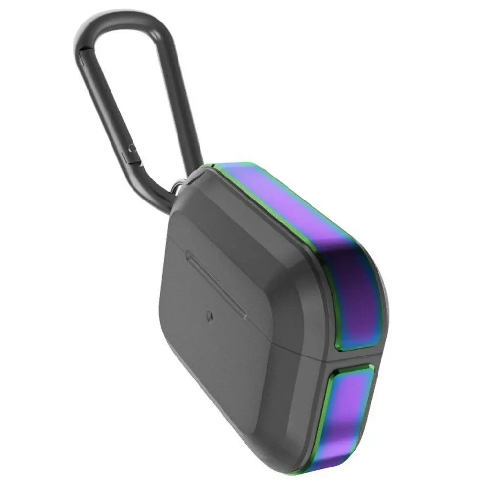 Raptic Trek Case Protective Metal Cover w/ Carabiner for Air Pods Pro Iridescent - Electronics
