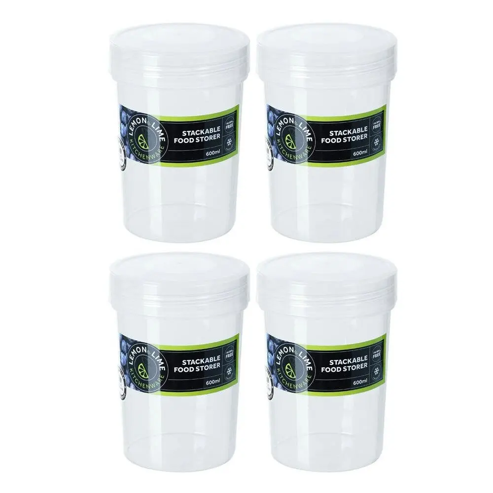 4PK Lemon & Lime Keep Fresh 600ml/13cm Food Storer Stackable Container w/ Lid - Home & Garden