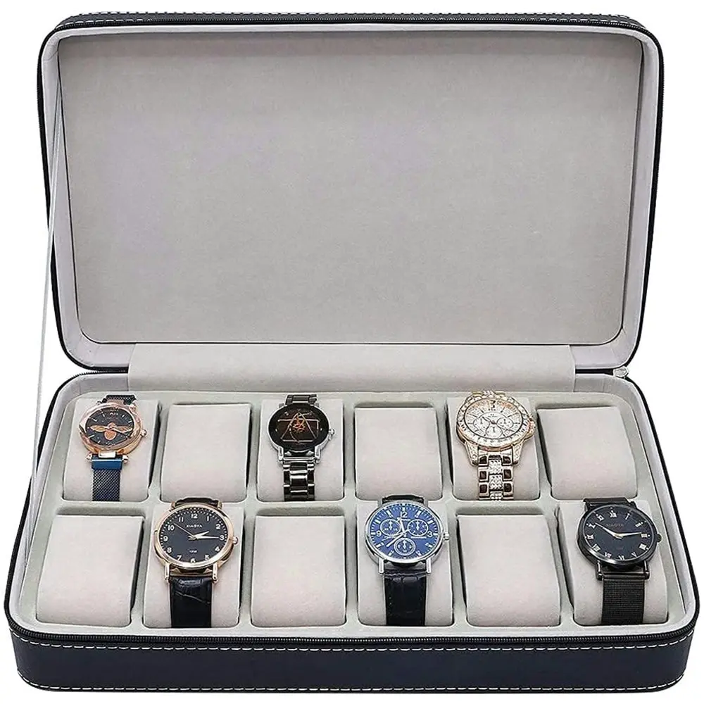 Portable Travel Zipper Case Collector Storage Watches and Jewelry Storage Box - Jewellery