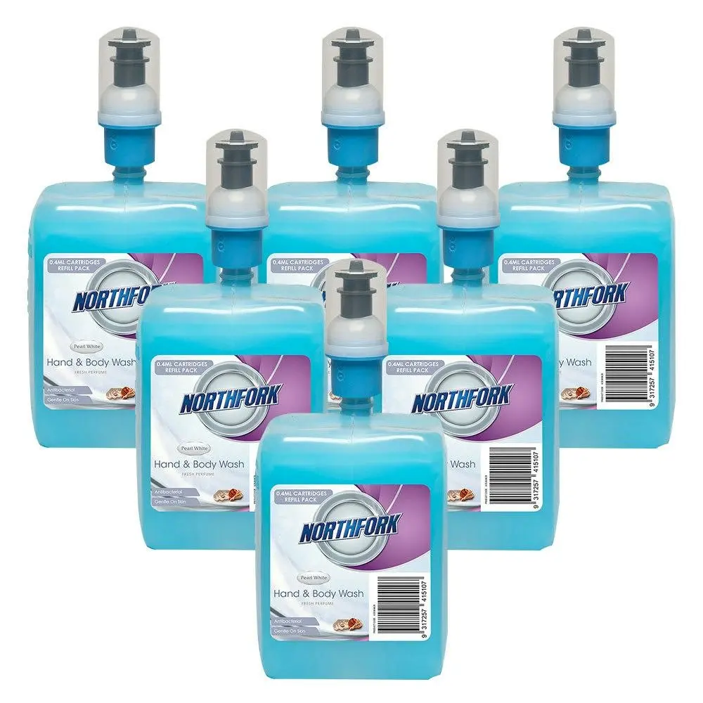 6pk Northfork 400ml Liquid Antibacterial PH Neutral Hand Wash/Soap Blue Refil - Beauty
