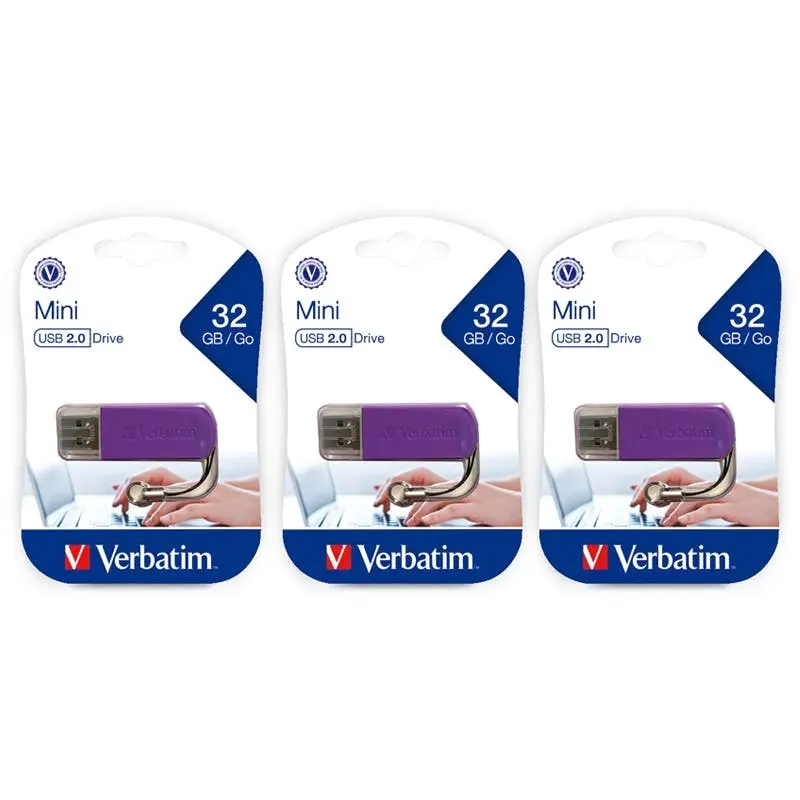 3PK Verbatim Store'n'Go 32GB Mini USB Stick Drive File Storage For Laptop/PC VIO - Electronics
