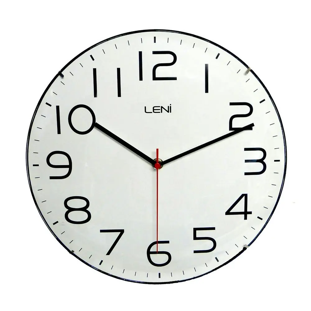 Leni Classic Analogue Round Home/Office Hanging Silent Wall Clock White 30cm - Home & Garden