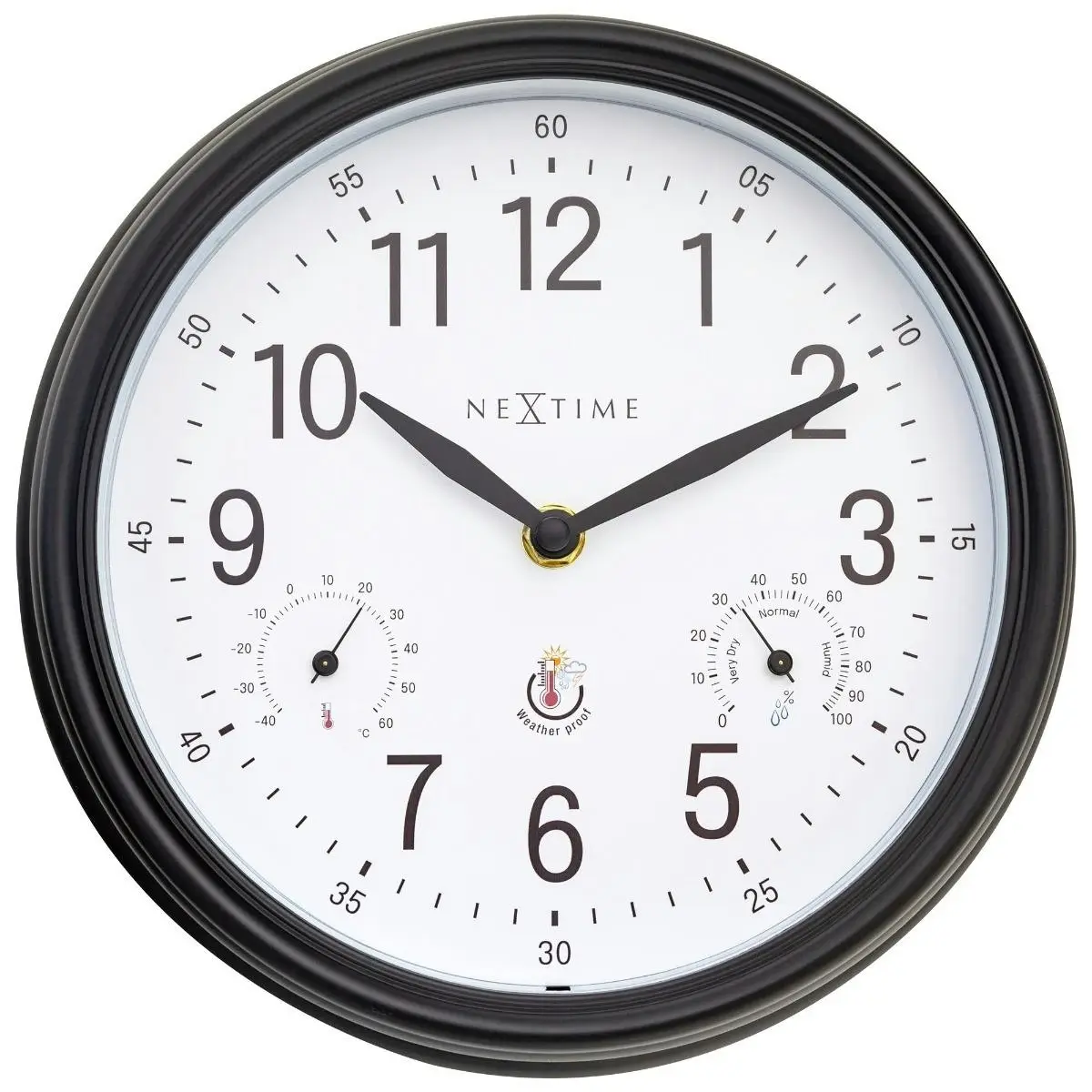 NeXtime Jasmine Weatherproof Outdoor 23.5cm Analogue Wall Clock Black/White - Home & Garden