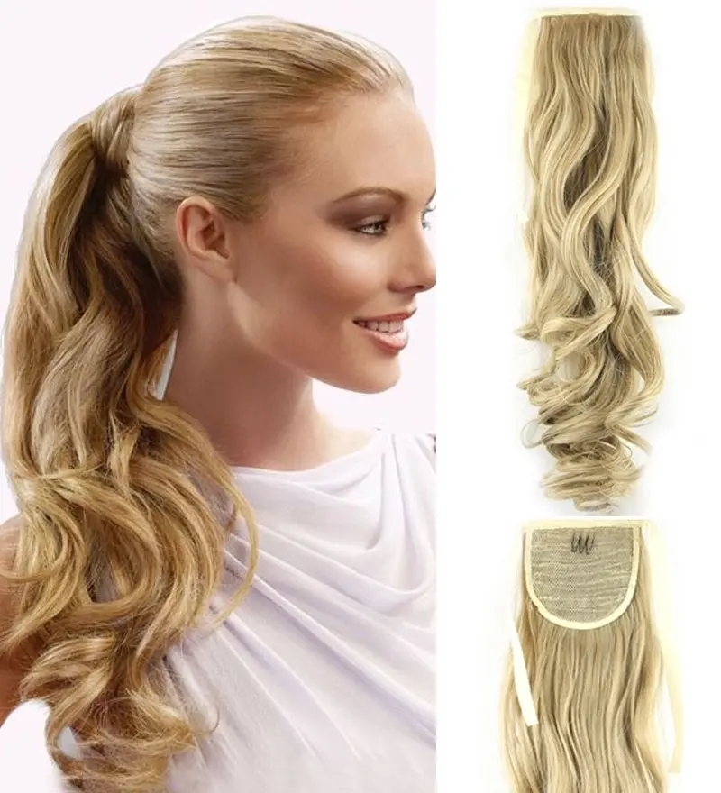 22" Dark Blonde Hair Extension Quality Synthetic Hair Ponytail Curly Wavy - Beauty