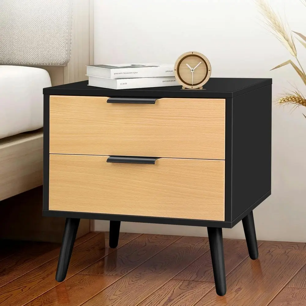 Alfordson Bedside Table Scandinavian Black Oak - Furniture