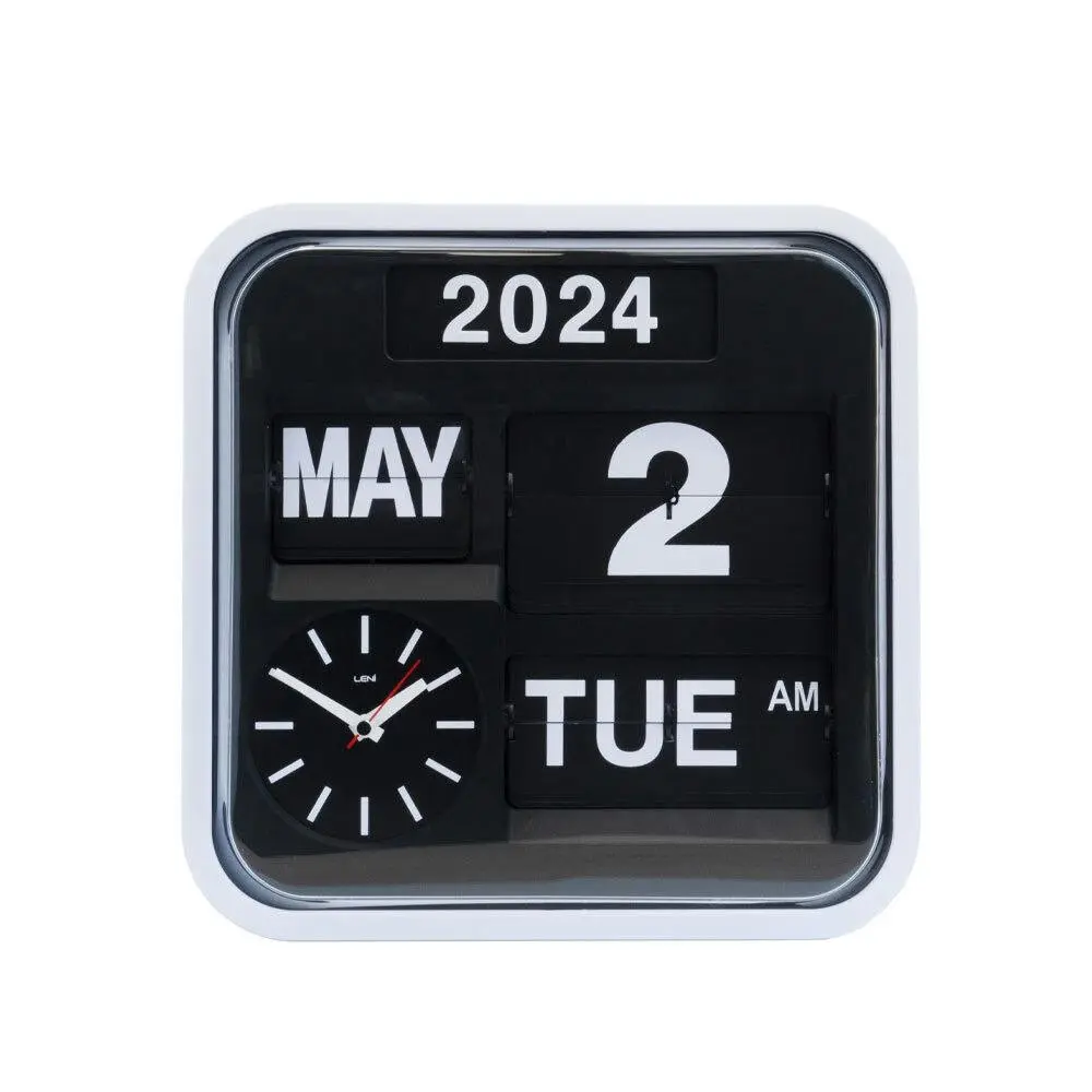 Leni Bankers Analog Quartz Square Wall Clock With Calendar 32x32cm Black - Home & Garden