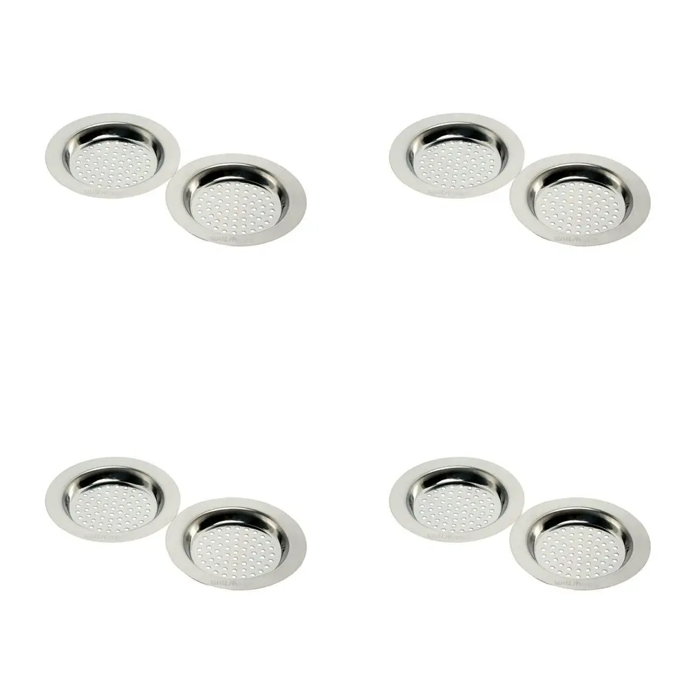 4 x 2pc Wiltshire Stainless Steel Standard Sink Strainer Plug Stopper Silver - Home & Garden