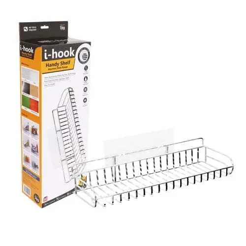 I-Hook 42cm Handy Shelf Stainless Steel Organiser Wall Bathroom Storage Silver