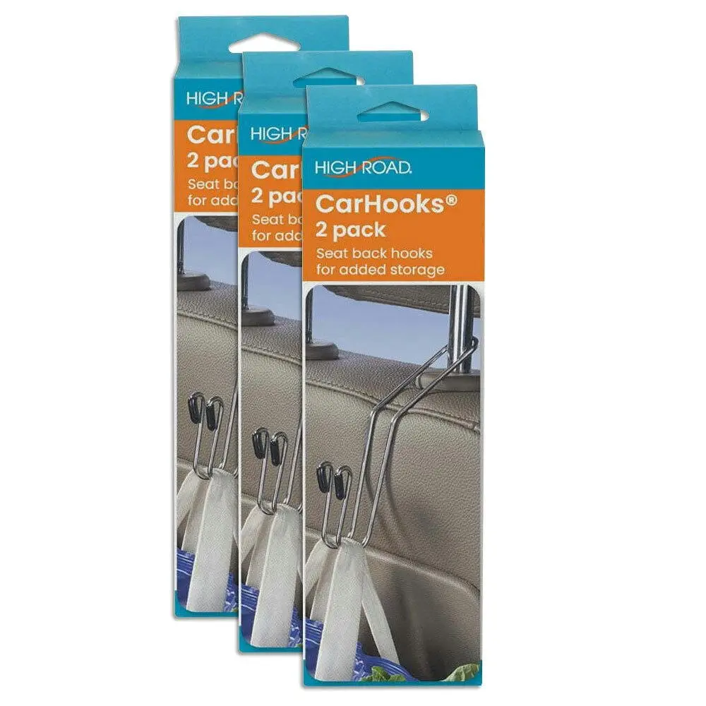 3x 2pc High Road Car/SUV Storage Metal Hanging Hooks Grocery Holder Organiser - Automotive