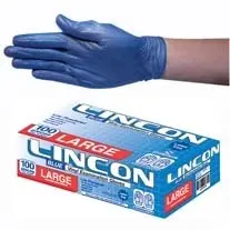 Lincon Vinyl Low Powder Gloves 5.5g Large Blue HACCP Grade 100 Box x10 - Commercial