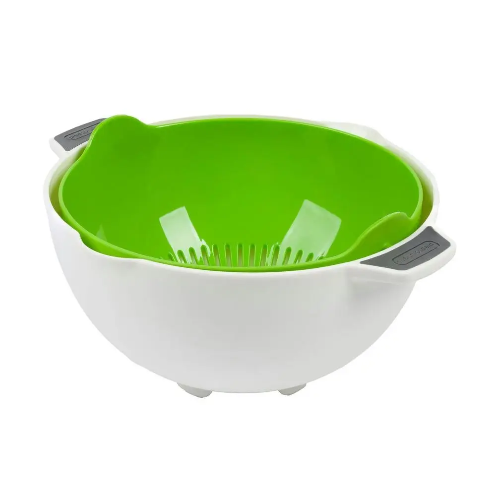 2pc ProgressivePrep Solutions 2.8L Rinse & Drain Colander Strainer White/GRN - Home & Garden