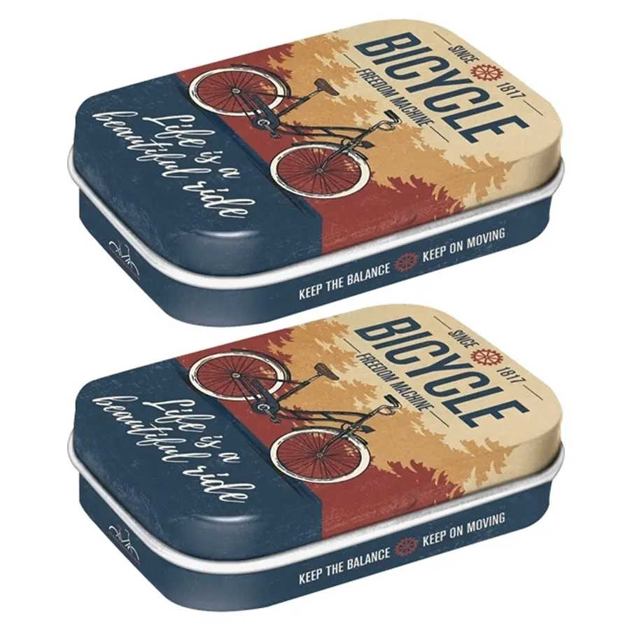2x Nostalgic Art 6cm Metal Tin Mint Bicycle Beautiful Ride Fresh Breath Candy - Groceries