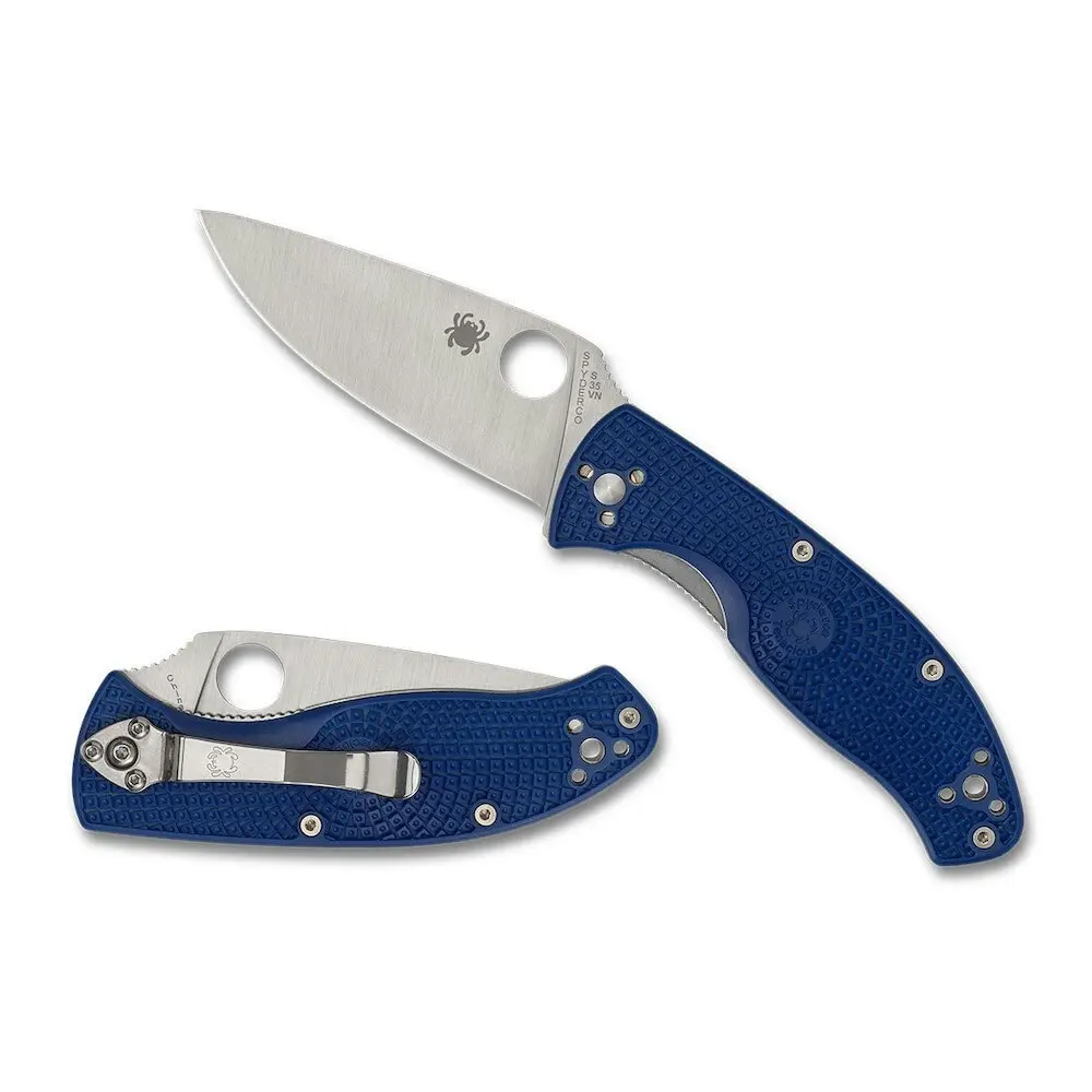 Spyderco Tenacious Lightweight Blue Plain Blade Folding Knife YSC122PBL - Sports & Outdoor