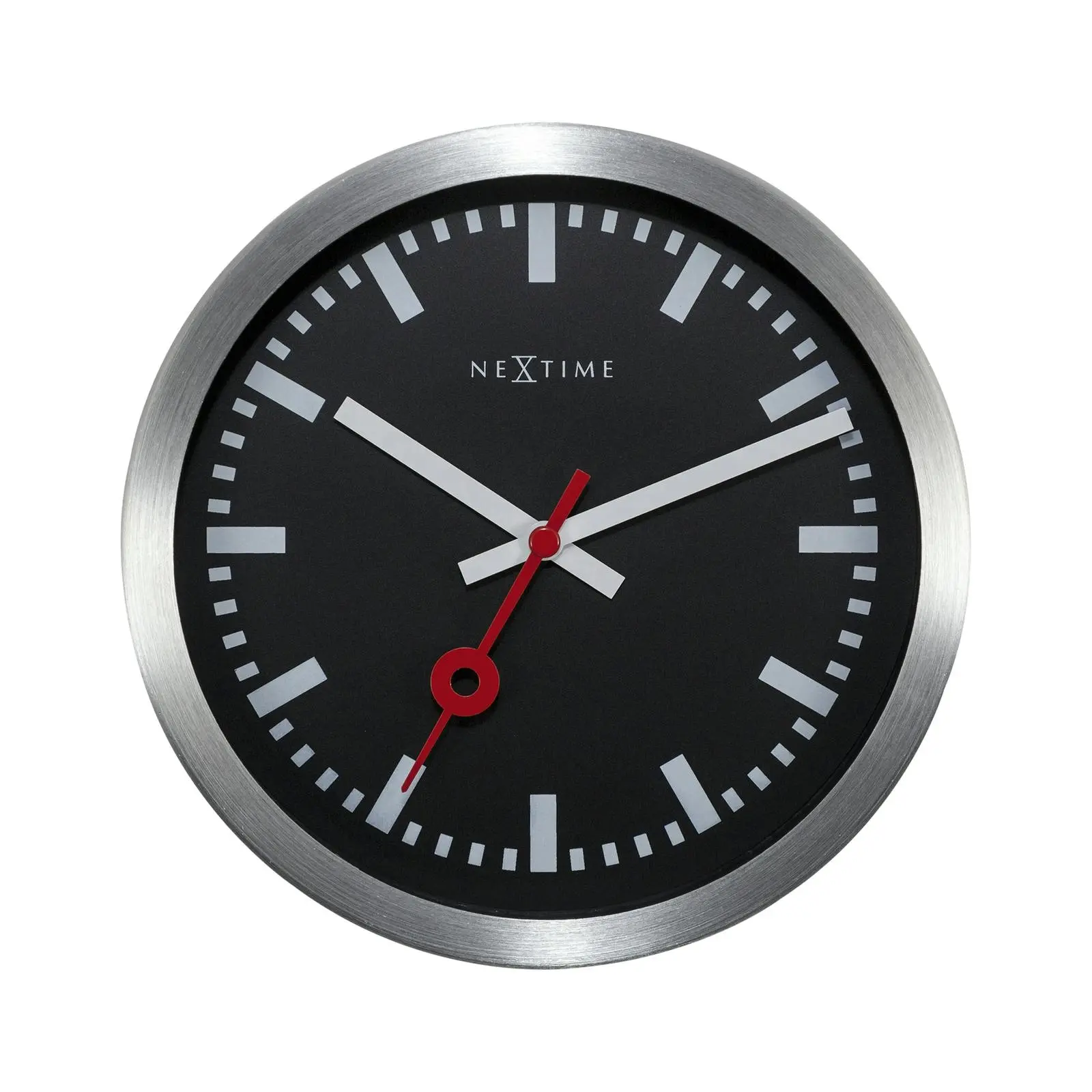 NeXtime 19cm Station Stripe Wall Clock Analogue Round Hanging Home Decor Black - Home & Garden