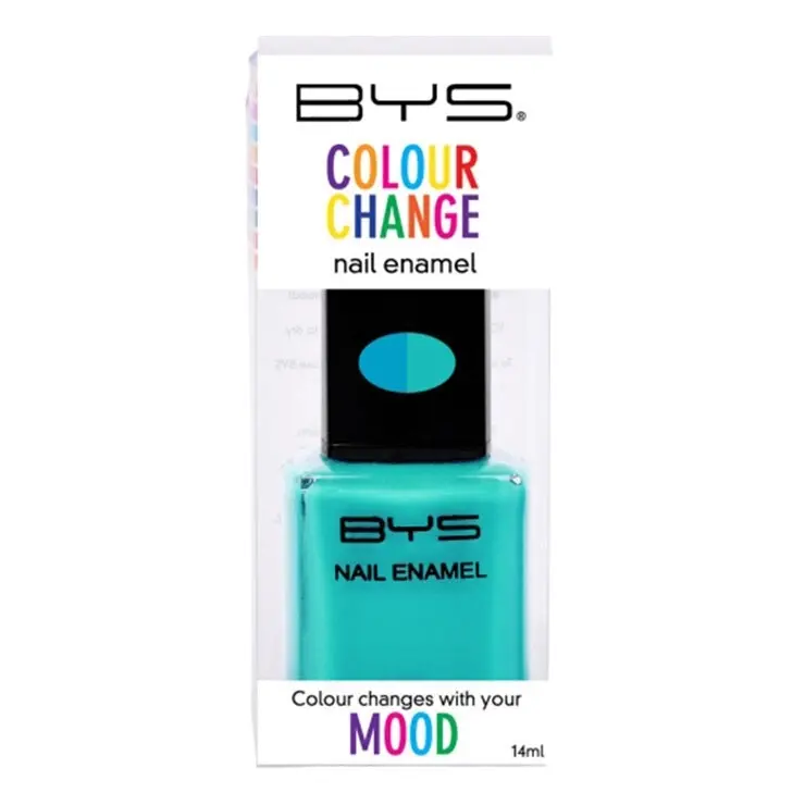 BYS Colour Change Blue Nail Polish Enamel Lacquer Long Wearing Quick Dry 14ml - Beauty
