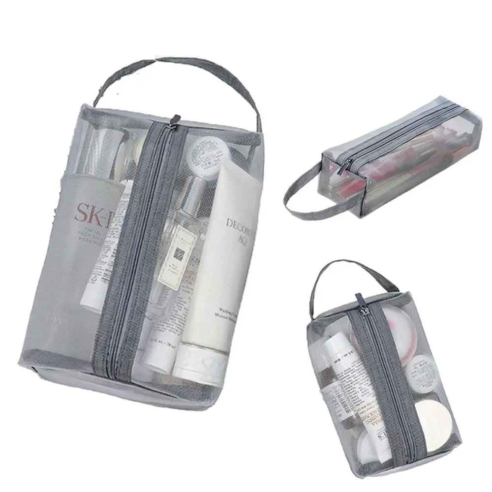 3 Pieces Portable Zipper Mesh Cosmetic Bags Makeup Bag Toiletry Storage Pouch - Home & Garden