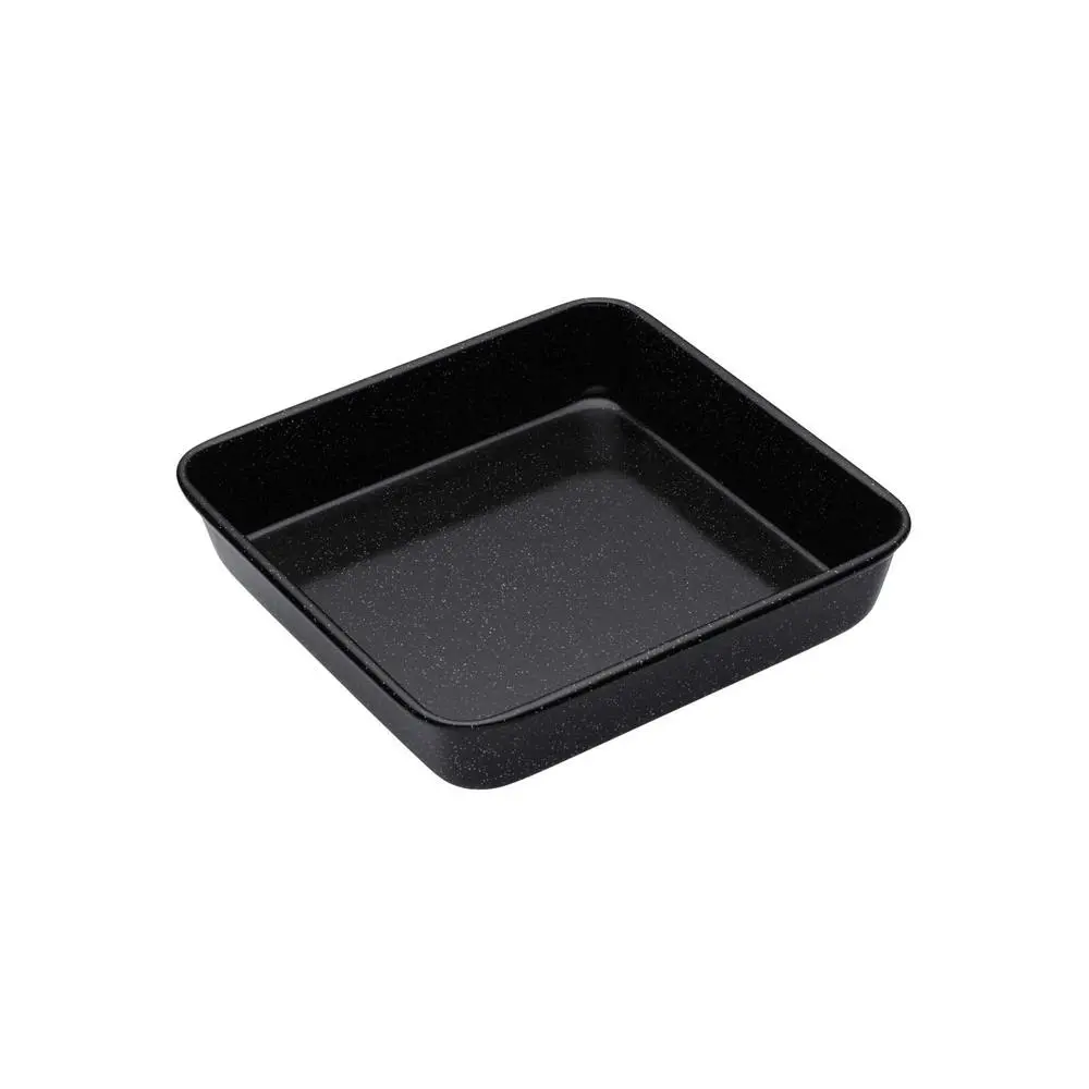 MasterCraft Pro Vitreous 23cm Enamel Square Baking Pan Kitchen Roasting Tray BLK - Home & Garden