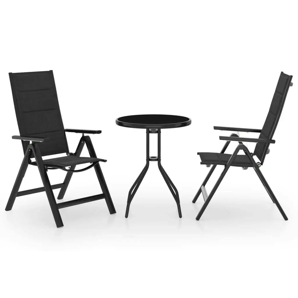 3 Piece Bistro Set Black and Anthracite 3070655 - Furniture