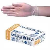 Lincon Vinyl Low Powder Gloves 6.0g Extra Large Clear HACCP Grade 100 Box x10 - Commercial