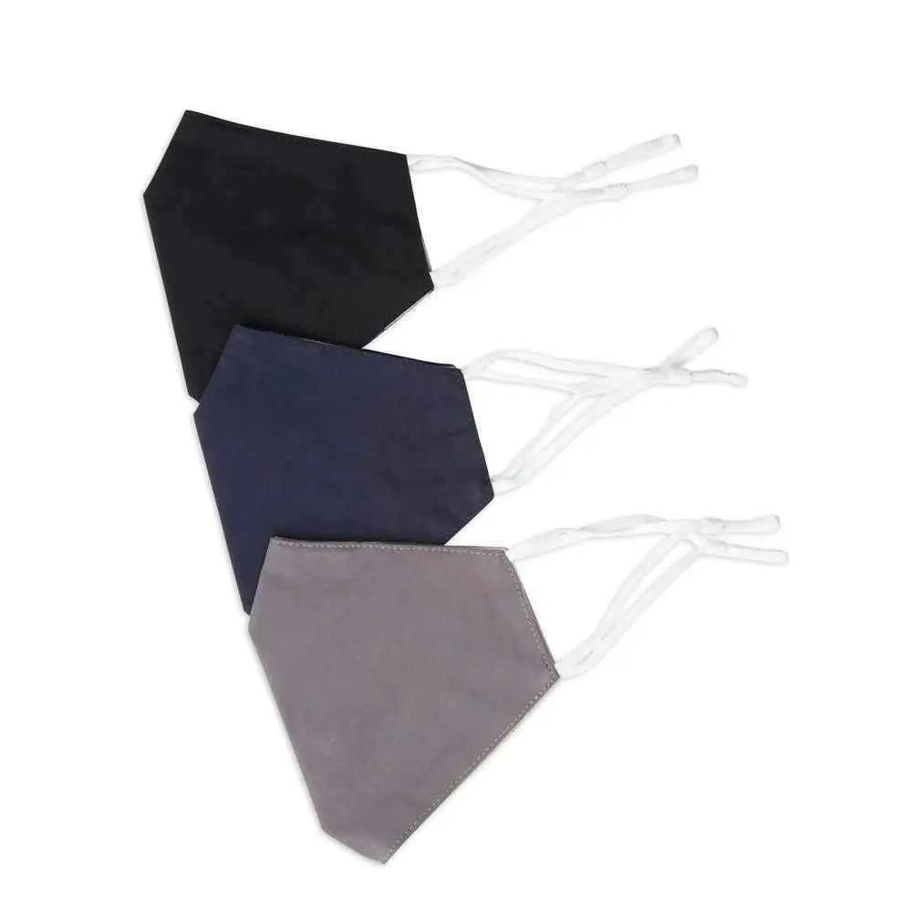 3pc Be Wise Unisex Breathable Fabric Reusable Face Mask Navy/Black/Charcoal - Fashion