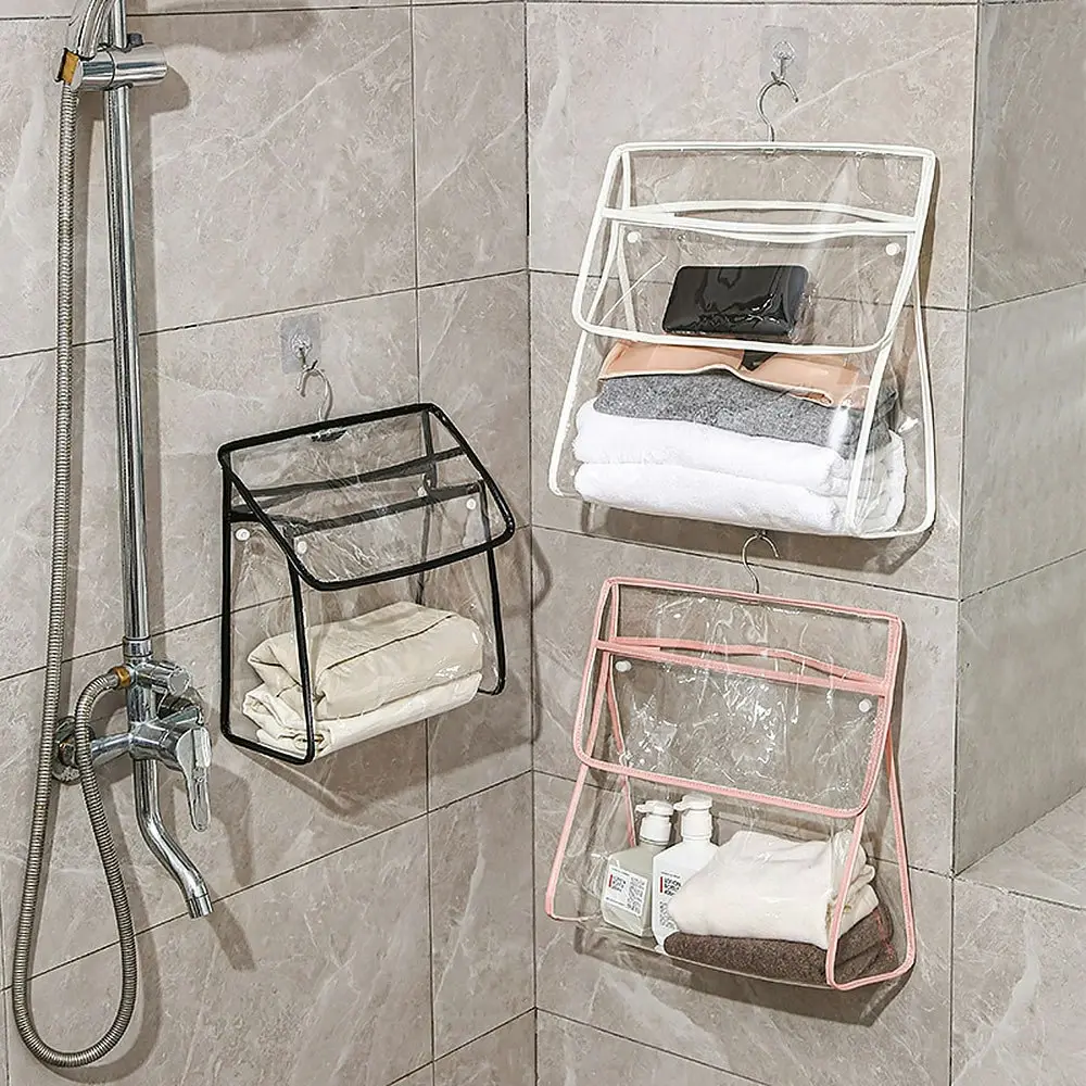 3PCS Waterproof Bathroom Clear Bag Hanging Toiletry Bag Bathroom Shower Bag - Home & Garden