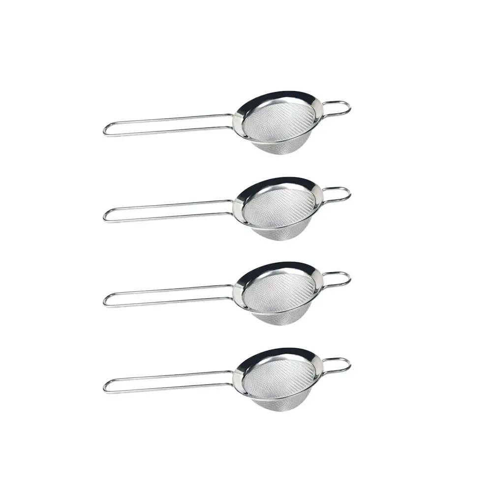 4x Cuisena Stainless Steel 8cm Strainer Pasta/Fruit Drainer w/Long Handle Silver - Home & Garden