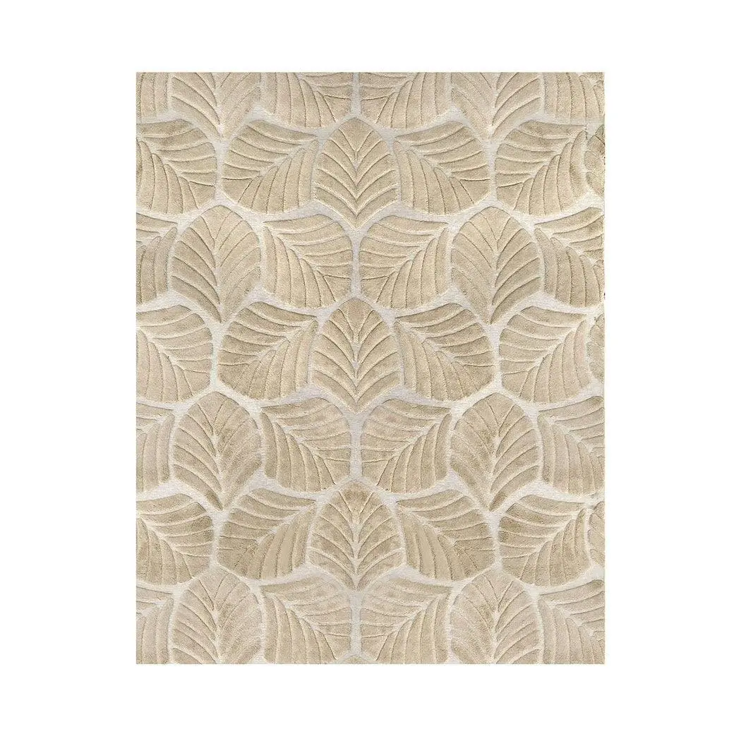 Marlow Floor Rug Soft Embossed Carpet Non Slip Plush Shaggy Rugs Leaf Pattern - Hardware