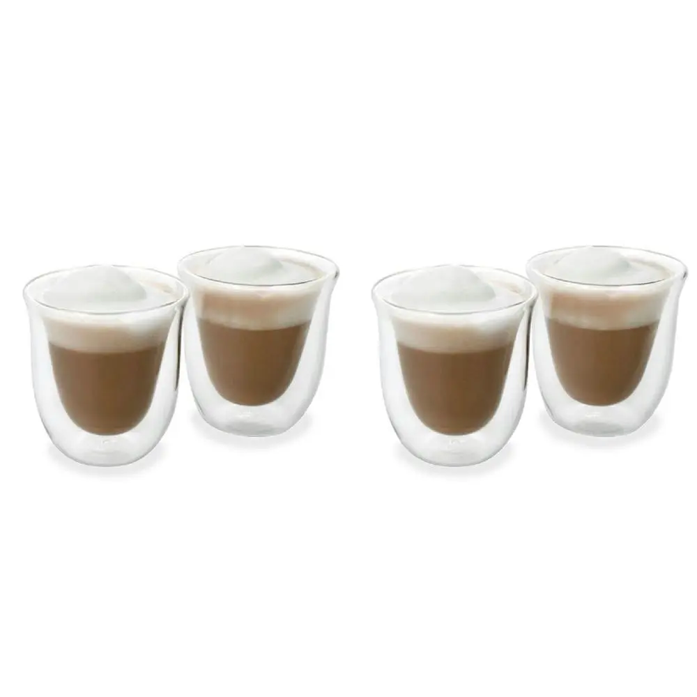 4pc La Cafetiere 200ml Double Walled Glass Cappuccino Cup Coffee Drink Mug Clear - Home & Garden