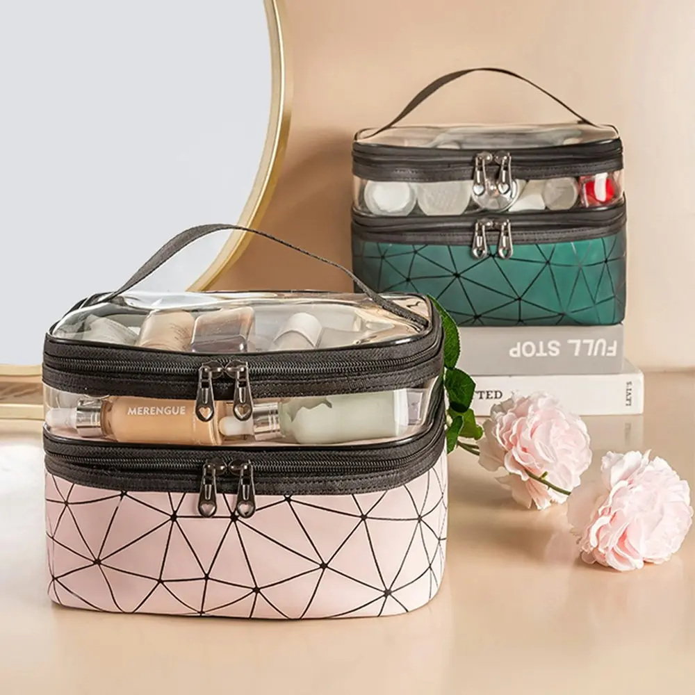 2Pcs Makeup Bags Double Layer Travel Cosmetic Bag Make Up Organizer Toiletry Bag - Home & Garden