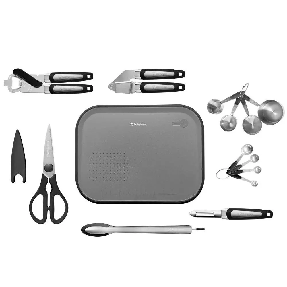 8pc Westinghouse Stainless SteelCan Opener/Garlic Crusher/Measuring Spoons/Cups - Home & Garden