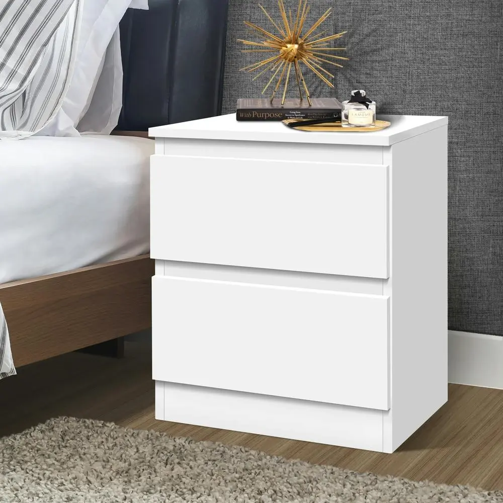Alfordson Bedside Table Storage White - Furniture