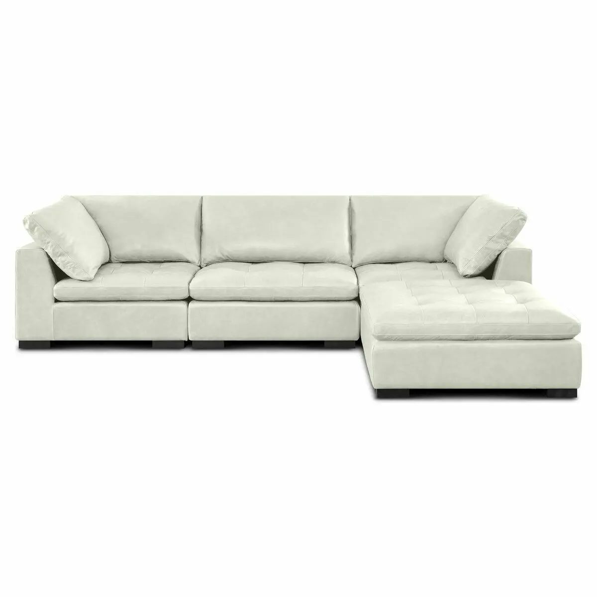 Kalona Milan Three Seater White Leather Lounge - Furniture