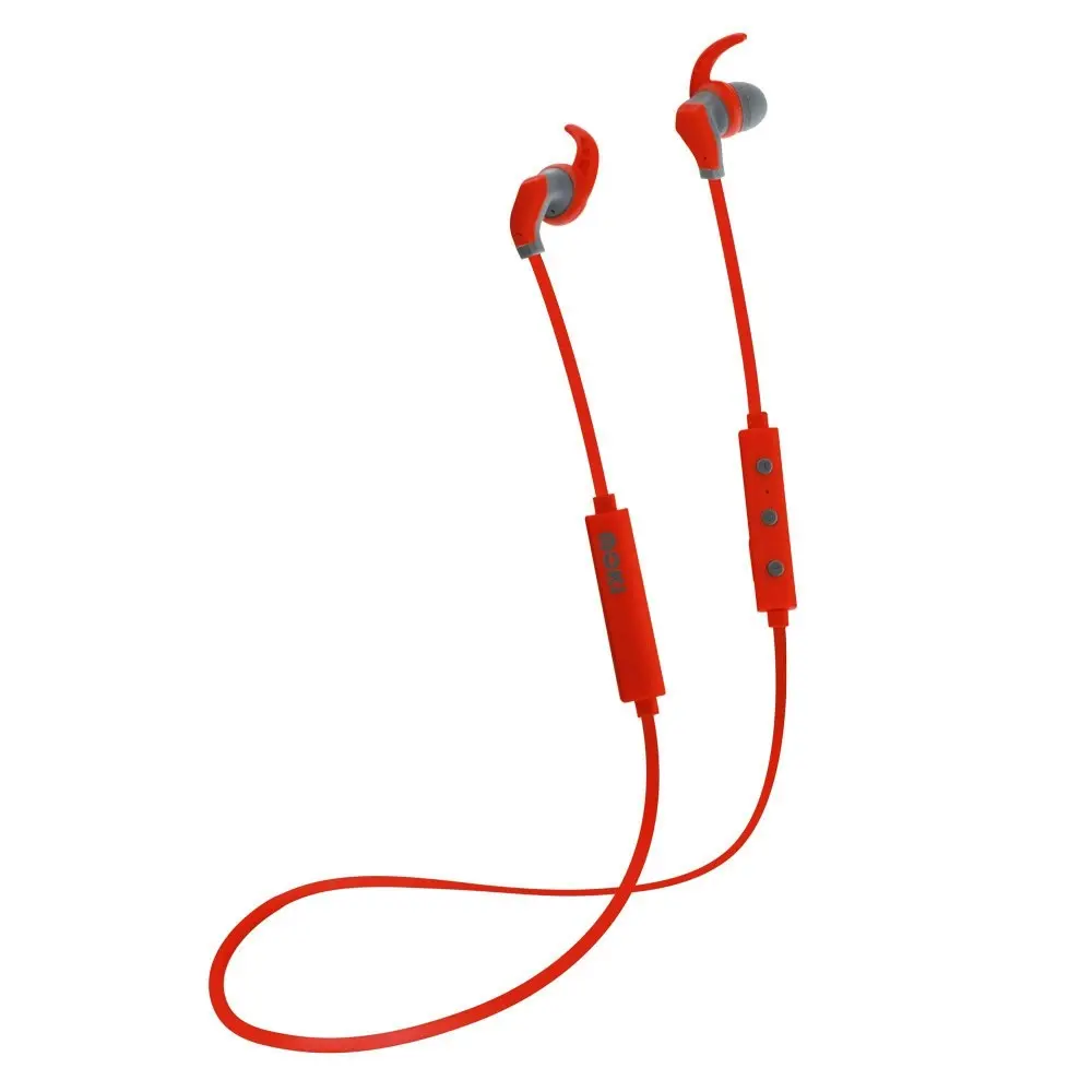 Moki Hybrid Wireless Bluetooth Earphones Headset w/Mic For Smartphones Red - Electronics