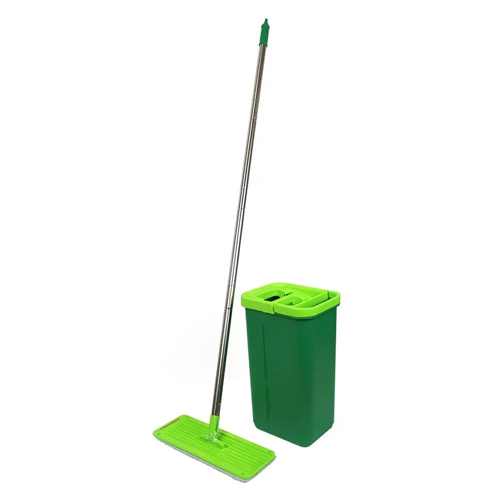 Sabco 110cm Clean Ease Flat Mop Wringer Set Dual Chamber Bucket Home Cleaning - Home & Garden