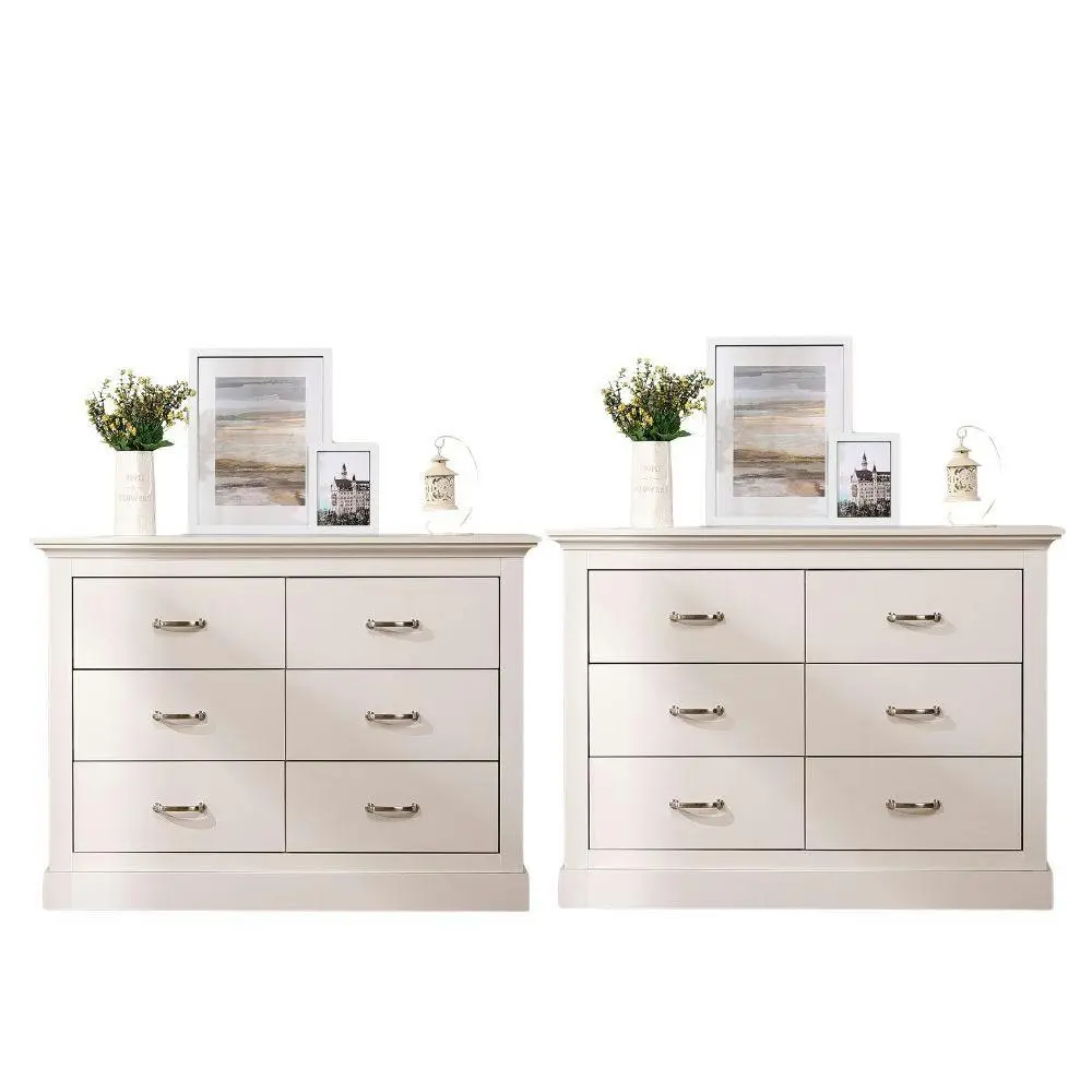 Ashford White 6 Chest of Drawers 2 Sets | Elegant Dressers for Stylish Bedroom Storage - Furniture