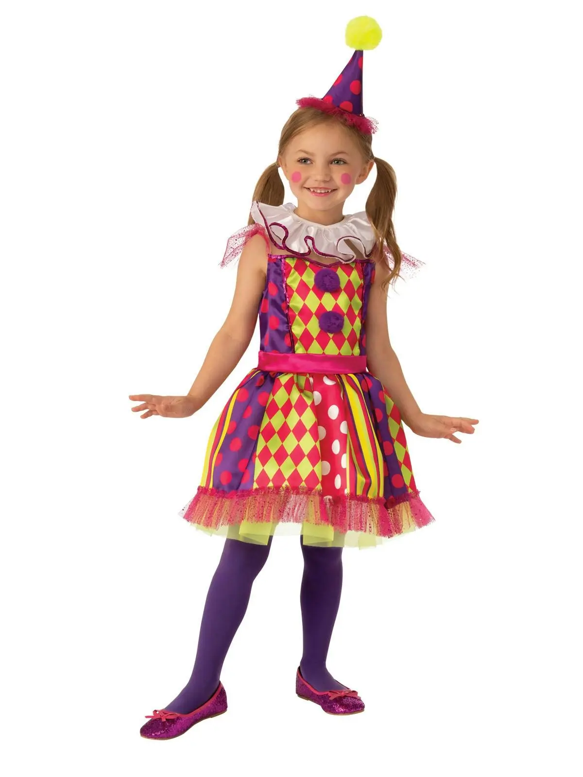 Rubies Bright Clown Dress Up Kids/Girls Halloween Circus Party Costume Size L - Fashion