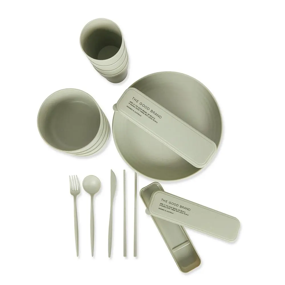 32pc The Good Brand Tableware Set Dinnerware Utensils Spoon/Fork/Knife Sage - Home & Garden
